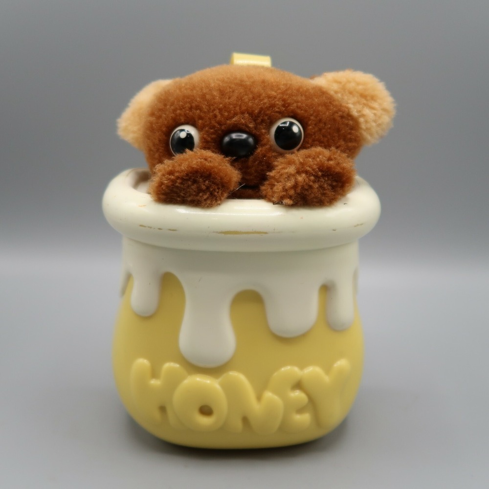 Tomy Bear Crib Pull String Music Box Vintage 1985 Teddy Animated Plush Honey Pot